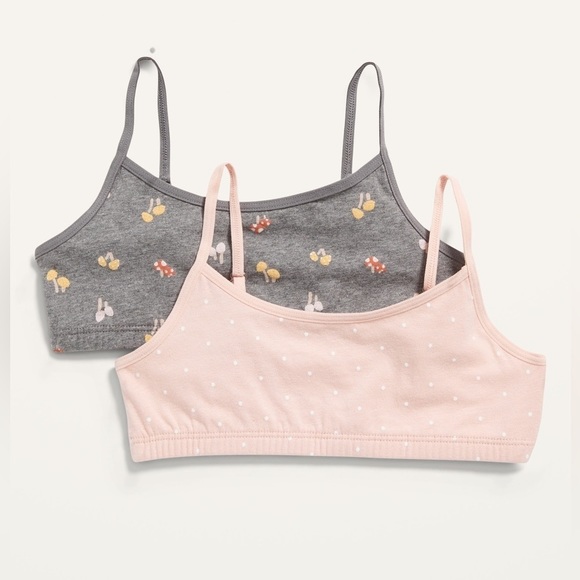Old Navy Patterned Jersey-Knit Cami Bra 2-Pack for Girls, Mushrooms/Dot, Size XL - Picture 1 of 7